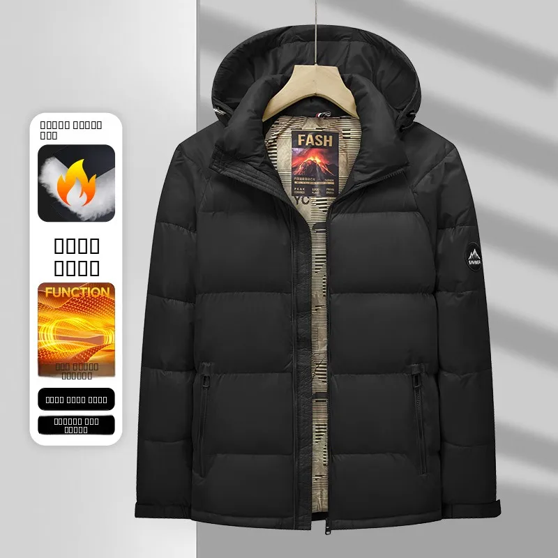 Jaet de algodón 3D Faionable para hombres con capucha desmontable cálido negocios caballero Sle Stand Fit ropa de abrigo de invierno