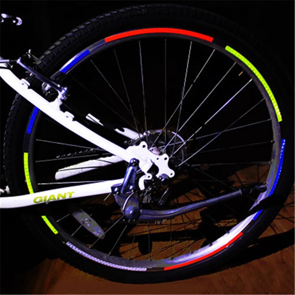 Bike Reflective Stickers Strip MTB Bicycle Wheel Sticker Fluorescent Tape Reflector Sticker Bicycle Accessories Cycling Decor