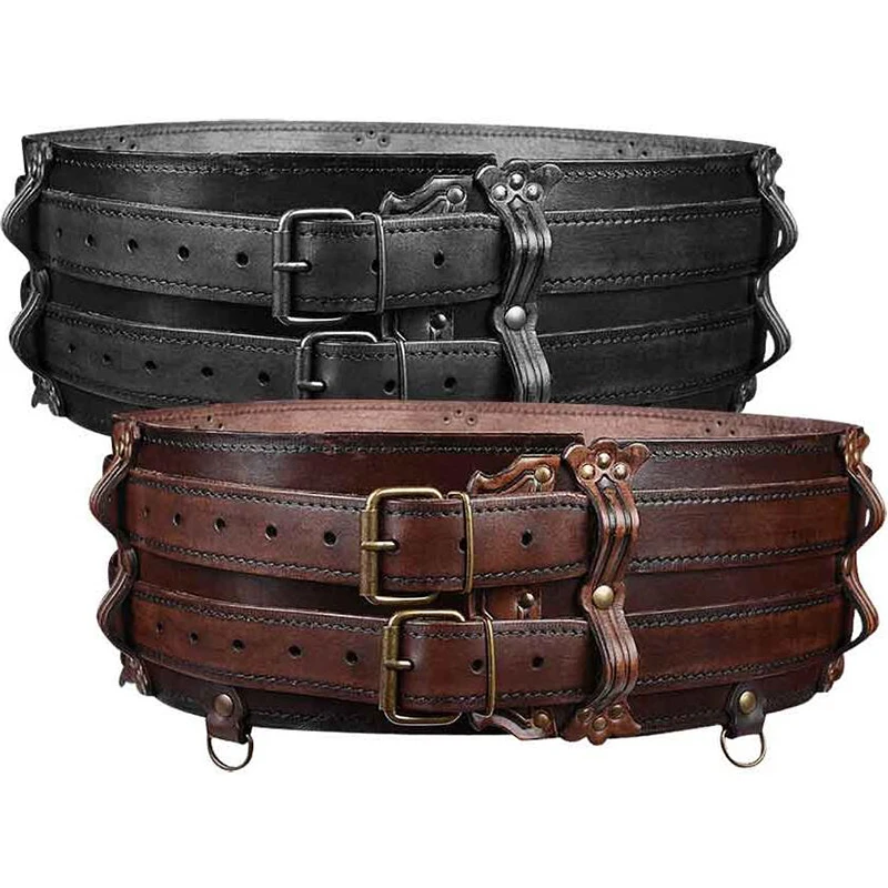 

Medieval Leather Harness Belt Steampunk Sash Celtic Double Strap Waistband for Women Men Cosplay Viking Waist Band