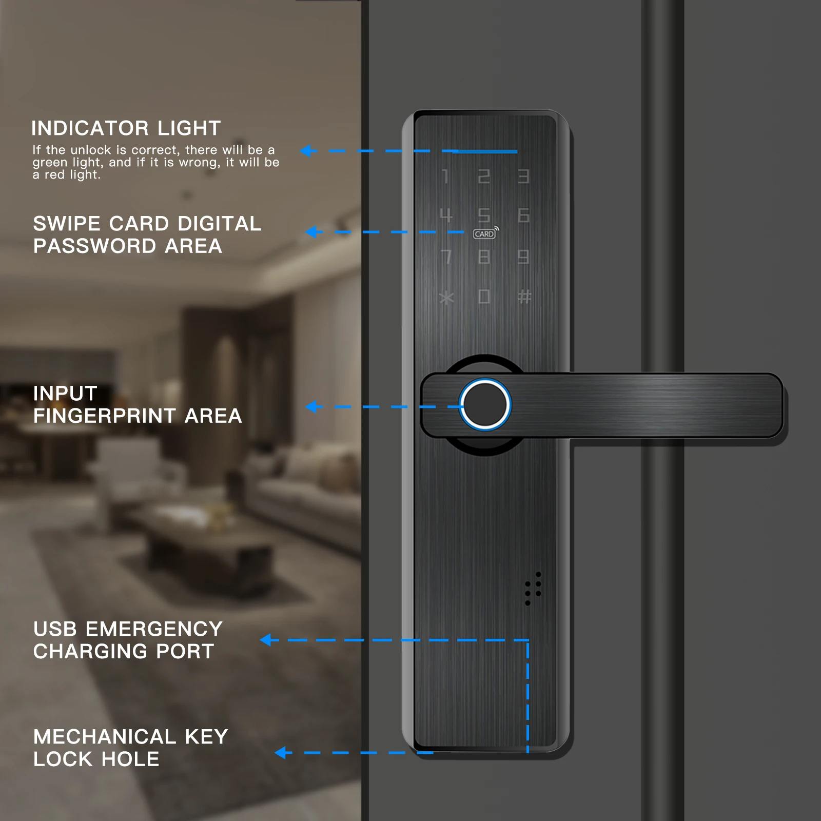 PHIPULO Tuya WIFI smart fingerprint door lock biometric waterproof electronic door lock suitable for remote keyless unlocking