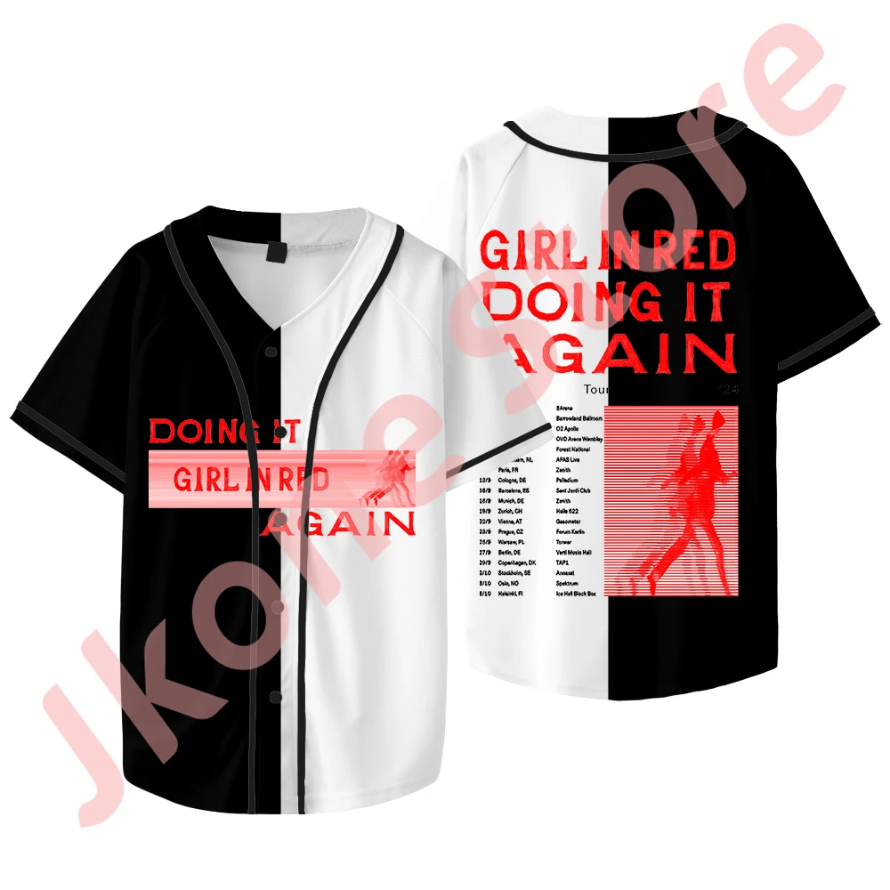 Girl in Red Doing It Again Tour Logo Merch Baseball Jacket Tee Summer Women Men Fashion Short Sleeve T-Shirts