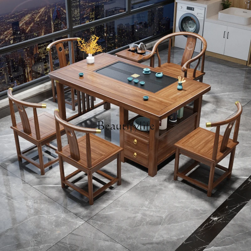 

Solid Wood New Chinese Style Storage Coffee Table Small Household Kung Fu Office Tea Drinking Table