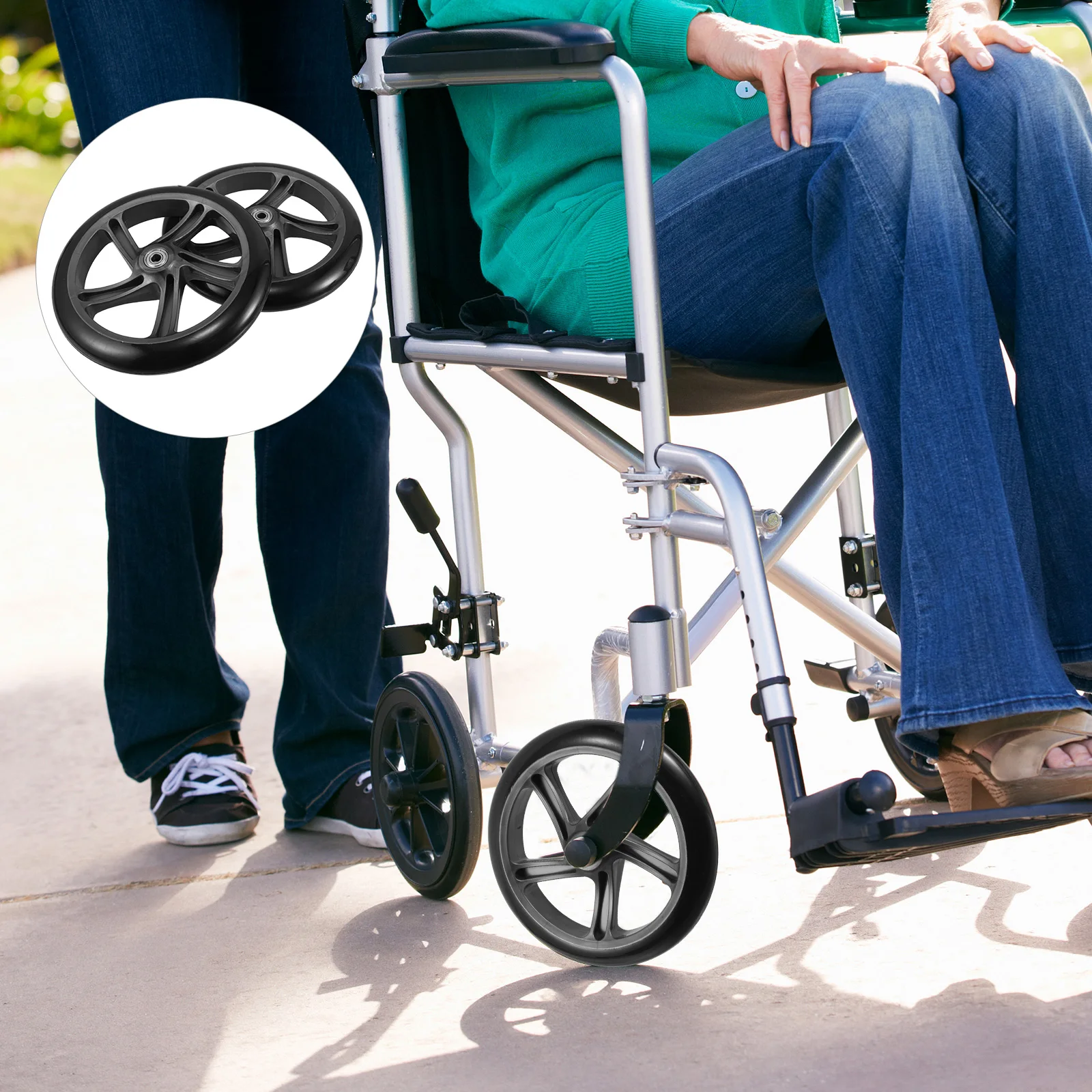 

2 шт., 8 дюймов, 200 мм, противоскользящие шины из искусственной кожи, универсальные сменные колеса для инвалидных колясок для ручных транспортных инвалидных колясок, противоскользящие колеса из искусственной кожи