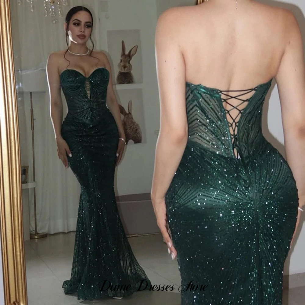 Mermaid Green Evening Dress Elegant Sweetheart Sleeveless Customized Homecoming Dresses Luxury Lace Up Back Celebrity Gowns image 6