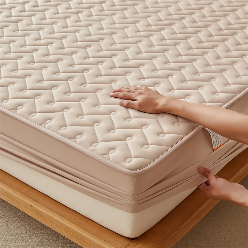 Thick Quilted 100% Cotton Fitted Sheet Ultra Soft A Grade Washed Cotton Mattress Cover Mattress Protector Topper Pad Bed Sheets