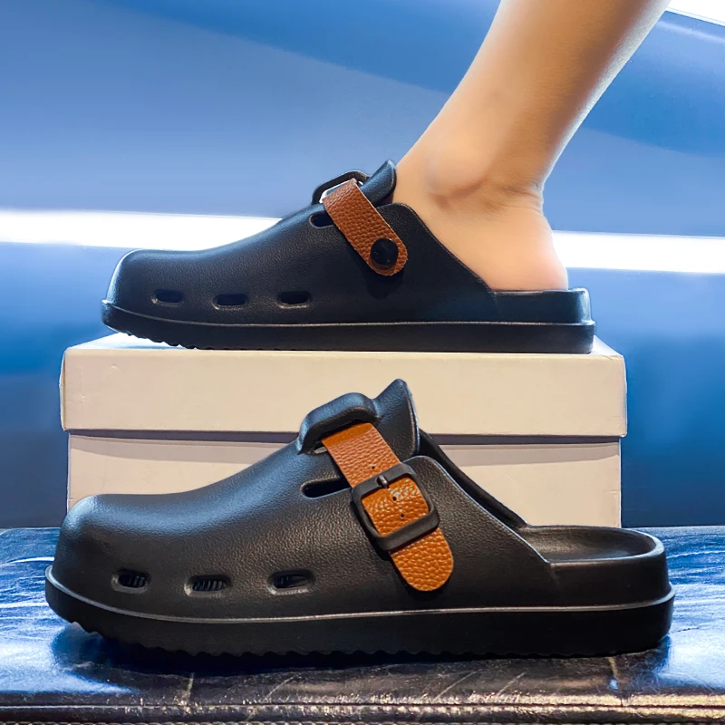 

Износостойкие тапочки из ЭВА с закрытым носком, на толстой подошве, противоскользящие, парные, с эффектом ходьбы по облакам, для дома и улицы