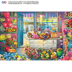 New Full Diamond Painting House Cross Stitch Kits 5D DIY Diamond Mosaic Sweety Shop Landscape Embroidery Cake Wall Decor Art