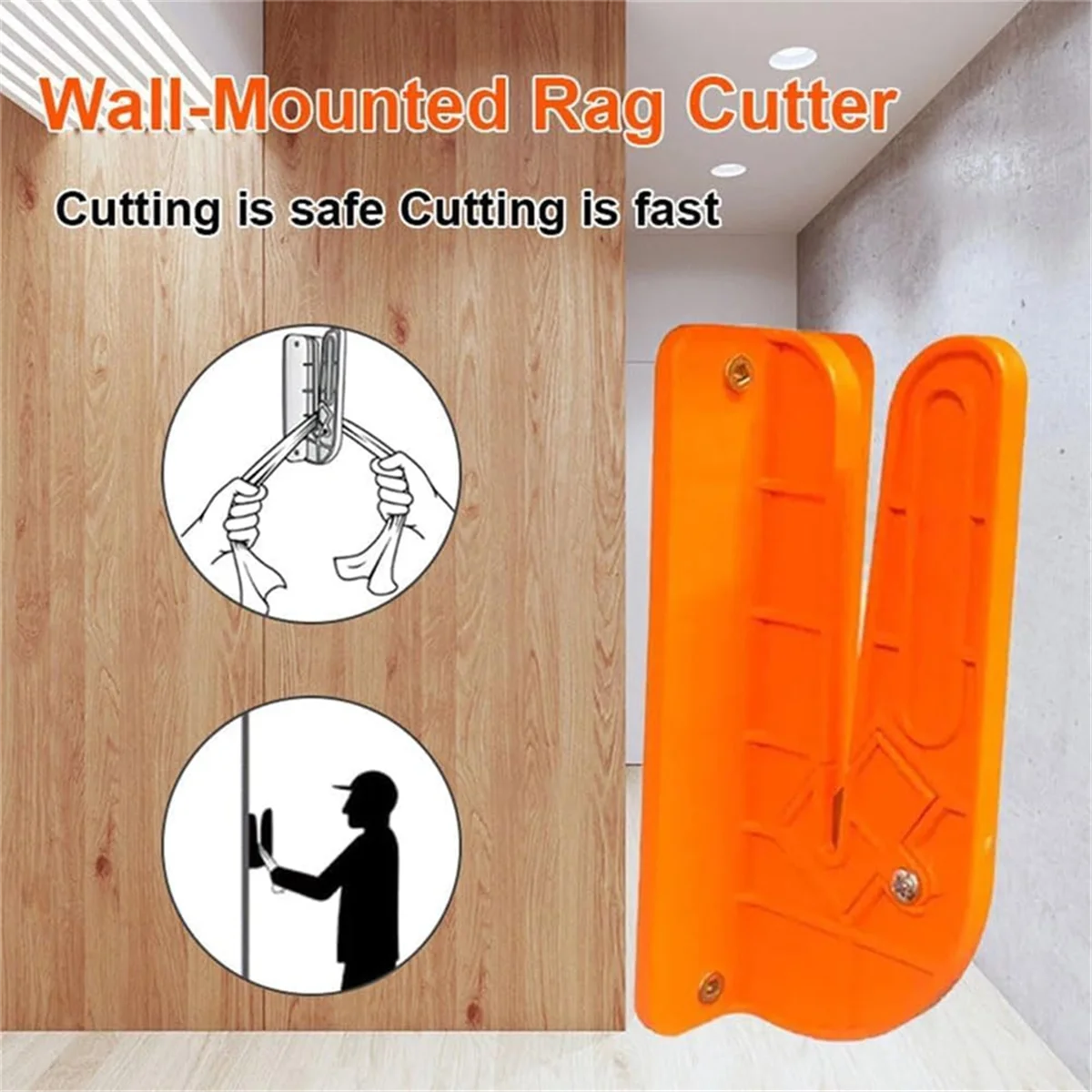 A44TWall-Mounted Rag Cutter,สีส้มเครื่องตัดRag Cutter Wall Mount,ตัดแผ่นเก่าได้อย่างง่ายดาย,เสื้อยืด,หนังแกะผ้า 2 ชิ้น