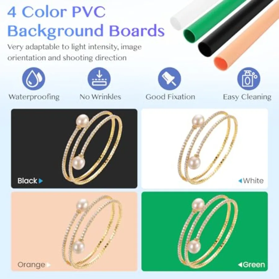 16 Caja de luz de estudio fotográfico profesional con caja suave 480 CRI 95+ luces LED 4 fondos de PVC blanco negro naranja verde portátil S