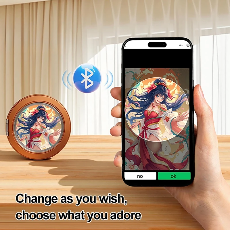 Universal Magnetic Phone Holder with 6 Colors E-Ink Screen APP Control Electronic Fridge Magnet Smart Badge NFC Custom Photo