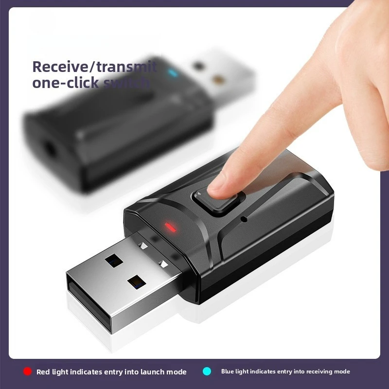 

USB Bluetooth 5.4 Audio Transmitter Receiver MIC Wireless Adapter 3.5mm AUX/RCA for TV PC Headphone Home Stereo Car HIFI Music
