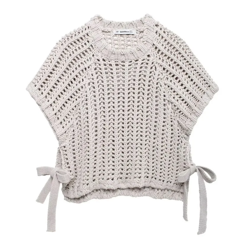 Side Embellished Multicolor Chunky Knit Sweater Casual Pullover Knitwear