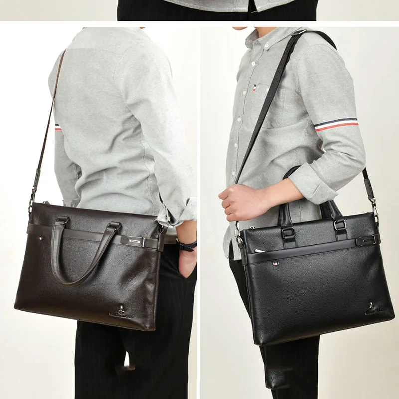 2026 New Men Business Briefcase High Quality PU Leather 14 Inch Laptop Shoulder Messenger Handbag For Office Work