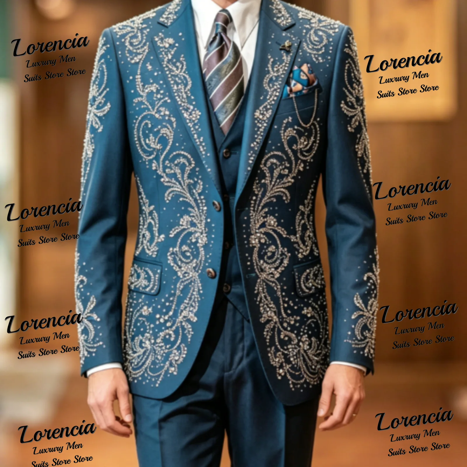 

Элегантный мужской костюм-тройка с пайетками и стразами, индивидуальный пошив, изысканный смокинг для жениха, приталенный, для вечеринок