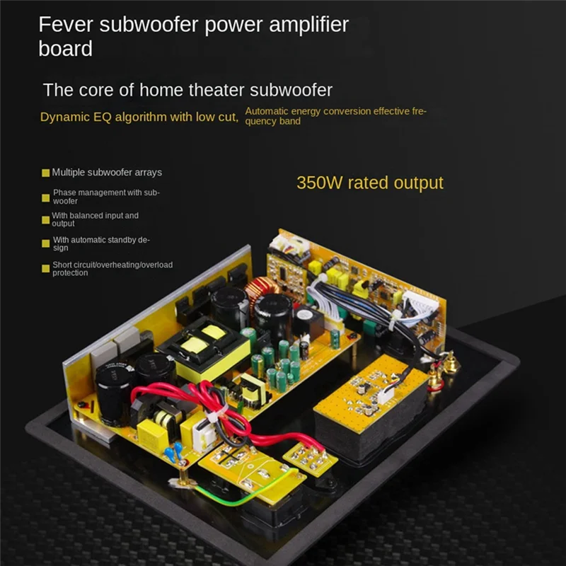 220V HIFI Mono 350W Heavy Duty Subwoofer Digital Active Amplifier Board Pure Bass Home Audio System EU-Plug Durable
