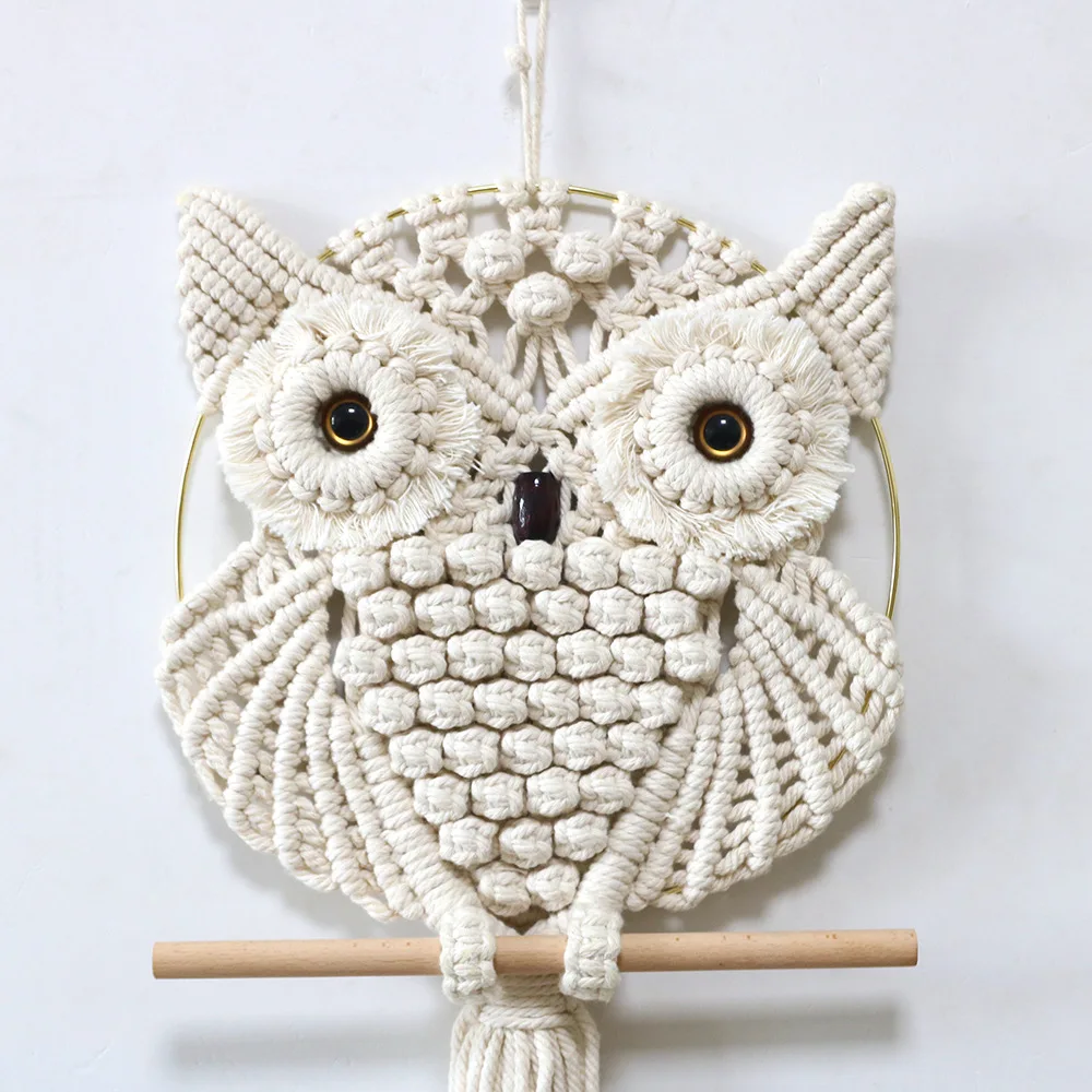 Owl Pendant Lace Wall Hanging Tapestry Art Hand Woven Bohemian Style Decoration Basket Wall Tapestry Boho Decor Home Decor view 4