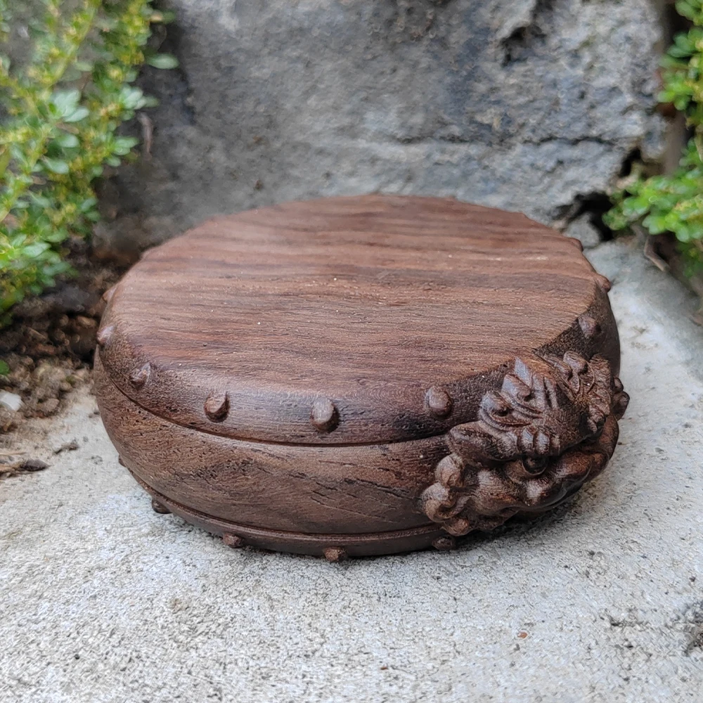 Drum kayu solid dengan ornamen - Art Craft Display ulasan dan harga