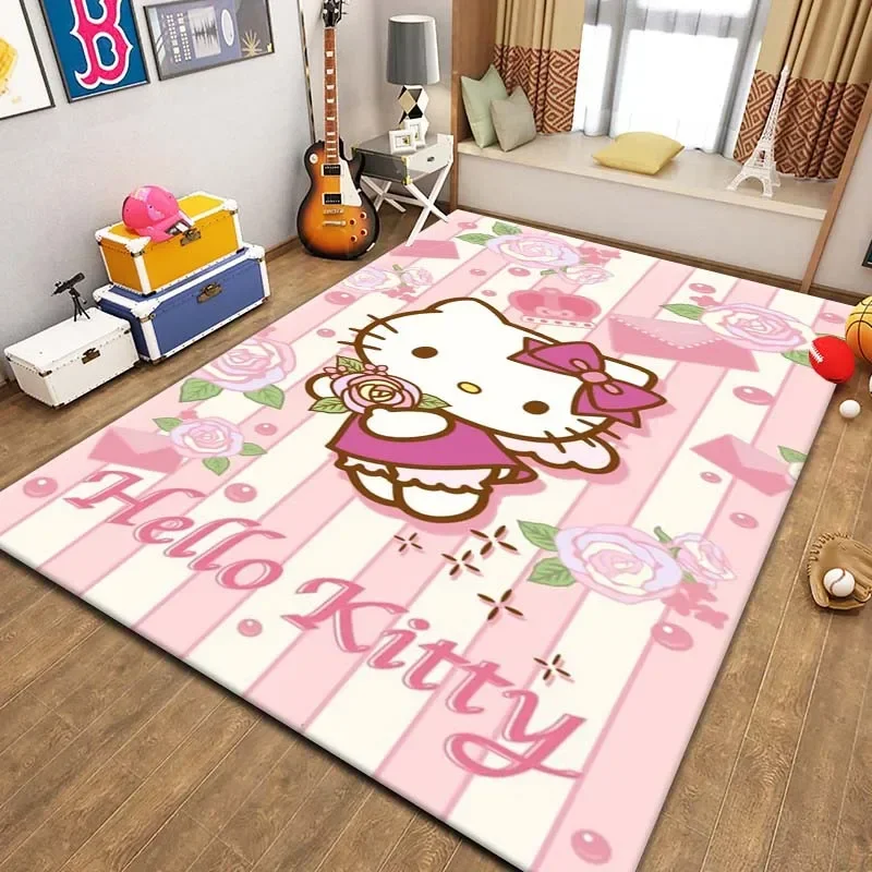 Kids Rugs for Playroom Cartoon Hello Kitty Pattern Area Mat, Cute Cartoon Carpet, Kids Gift for Livingroom Bedroom Home Decor