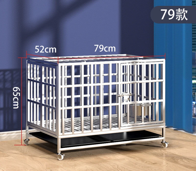 Large Space Kennel Thickened Stainless Steel Folding Dog Cage Strong Partition Mother and Child House Pet Shop Boarding Cage