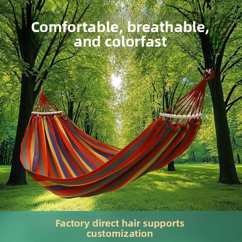Outdoor single and double hammock, anti-tip, thickened canvas, suitable for students' indoor dormitory, swing chair for adults t