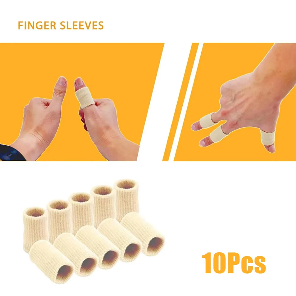 10Pcs Finger Safety Sleeves Gloves for Thumb Splint Brace for Arthritis Breathable Elastic Finger Tape for Basketball Volleyball