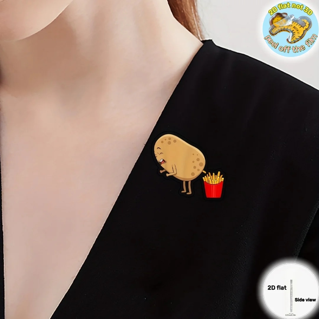 Funny Potato and Fries Brooches, 2D Flat Acrylic Ornament,Cartoon Style Lapel Pin & Badge,Decoration for Bag,Clothing,Jacket,Hat