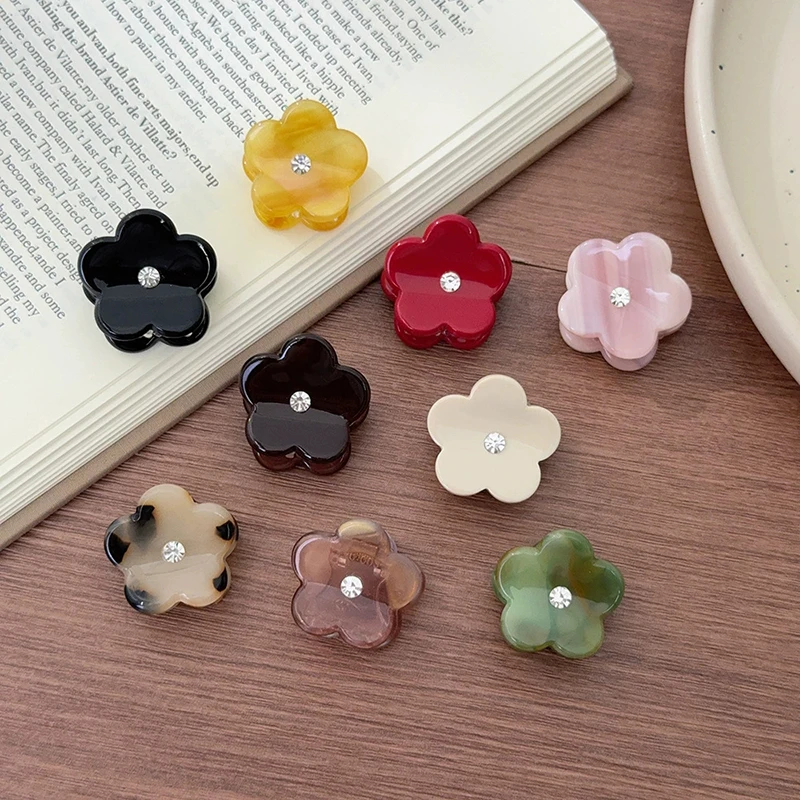 

Multi-colors Acetate Flower Hair Clips Women Non-Slip Jaw Claw Clip Crystal Rhinestone Shark Clips Exquisite Hair Accessories