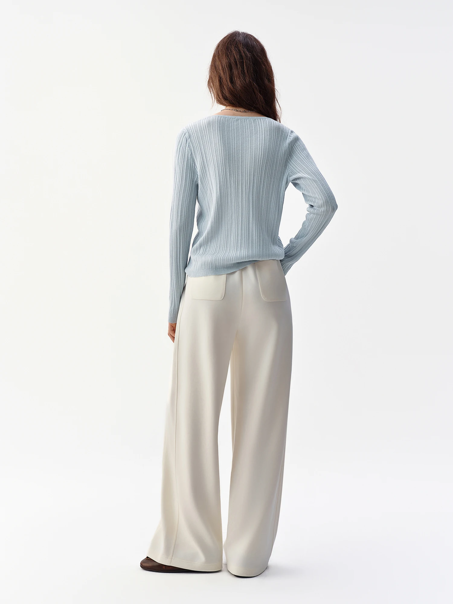 DUSHU 2026 Autumn New Women's Color-Block Drawstring Wide-Leg Pants Slimming Straight-Leg Trousers Available in Multiple Sizes