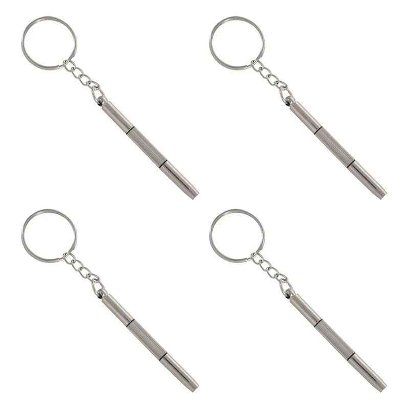 4X 3In1 Mini Alloy Screwdriver Key Ring Watch Glasses Repair Tool