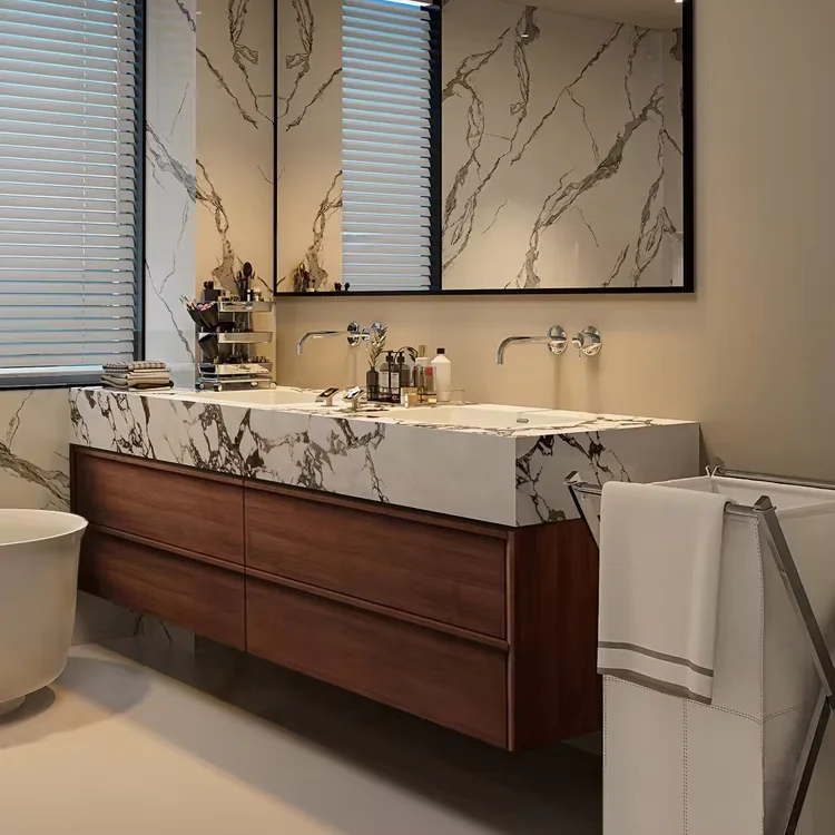 zn- New Collection Song Dynasty-Inspired Mid-Century Double Vanity Ceramic Basin for Luxury Modern Bathroom Lacquer Door Panel@