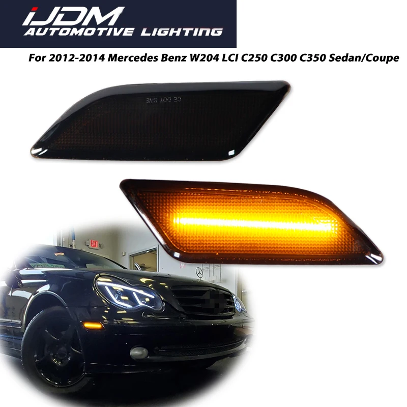 

2pcs For Benz W204 C-Class 2012 2013 2014 C250 C300 C350 C63 AMG Base Sedan Front Amber Led Fender Side Marker Lights