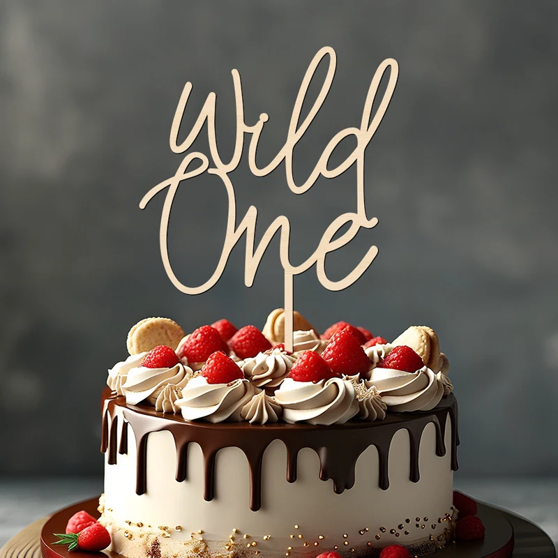 YOMDID Wild One Cake Topper en bois pour un anniversaire, décorations de gâteau sauvage pour réception-cadeau pour bébé et décor de premier anniversaire