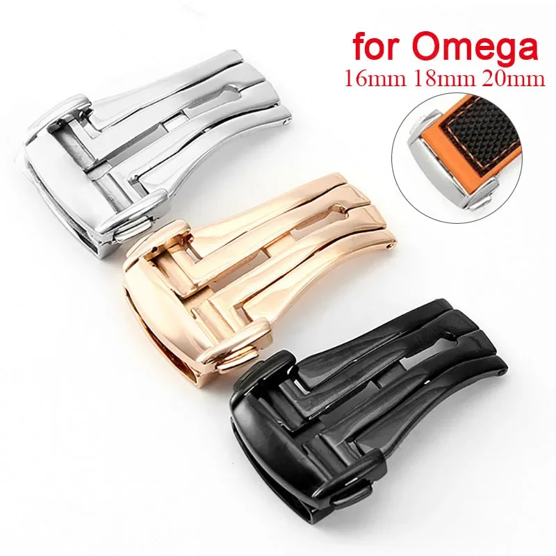 Stainless Steel Buckle for Omega Leather/Rubber Watchband Metal Folding Buckle Deployment Clasp 16mm 18mm 20mm Accessories Tools