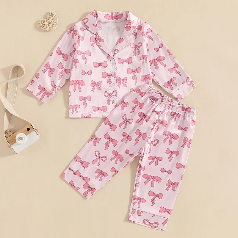 

Women s 2-Piece Pajama Set with Long Sleeve Lapel Button Up Shirt and Printed Pants for Cozy Fall Sleepwear Collection