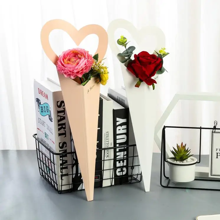 Romantic Bouquet Heart Boxes Gift Wrap Love Rose Flower Box Cardboard For Women Sweet Packaging Single Bunch Decorate  SN4056