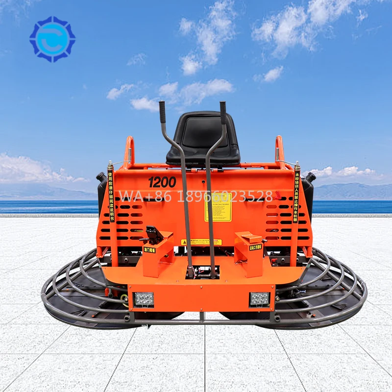 Professional Ride-on Power Trowel Machine . Driving Concrete Floor Finisher for Construction Smoothing