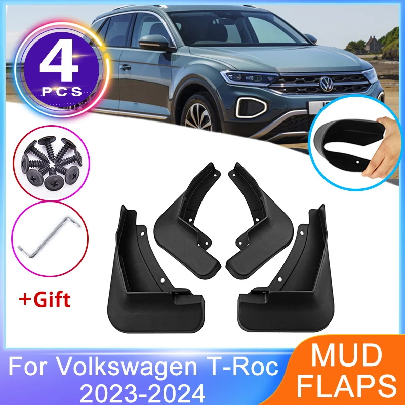 4pcs Front Rear Mudguards For VW Volkswagen T-Roc TRoc T Roc 2023 2024 Mud Wheel Protector Fender New Upgrade Mudflap Accessorie