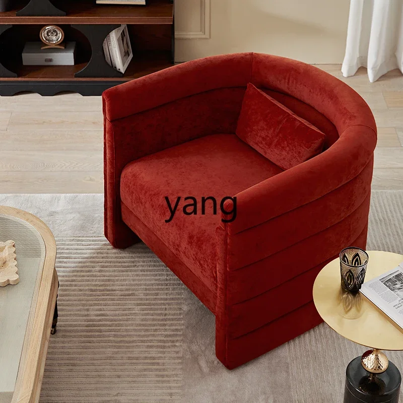 LH retro single sofa bedroom red fabric sofa