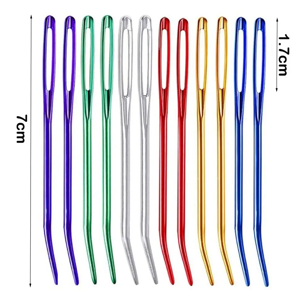 Crochet Hooks Bent Tip Big Eye Bent Needle Aluminum Multisize Knitting Needles Crochet Needles Hand Weave Tool