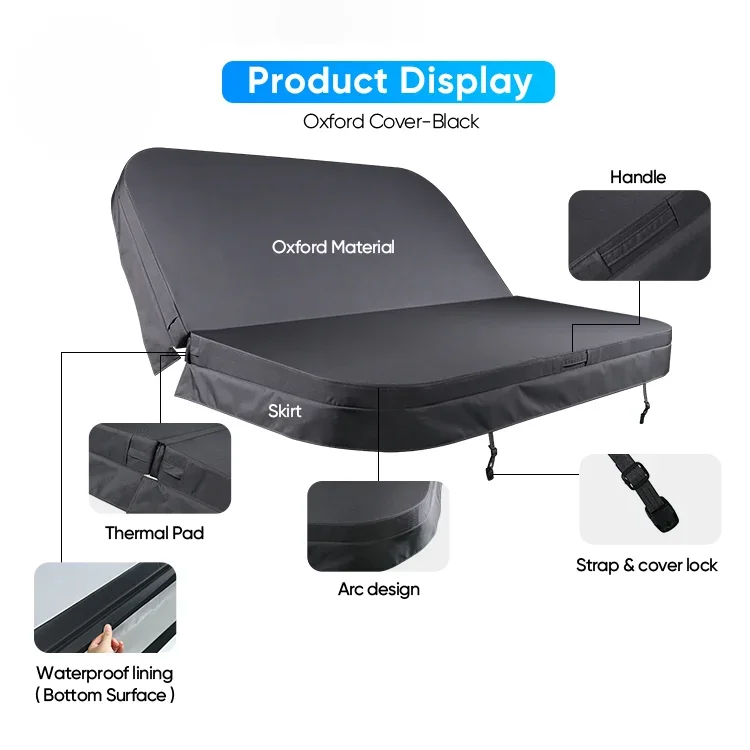 Square Hot Spring Tub SPA Cover Pool Safety Covers Sun Protection Durable Outdoor Spa Bathtub Cover Accessories