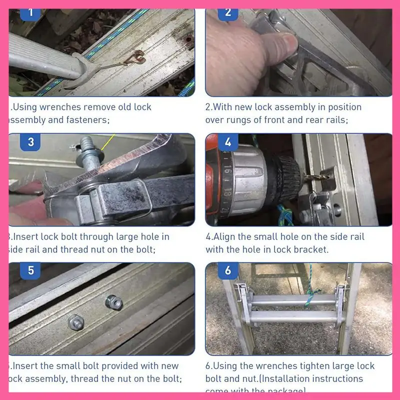 ABNM Extension Ladder Fixing Buckle Kit 28-11 Compatible Aluminum Extension Ladder Extension Ladder Rung Lock Kit