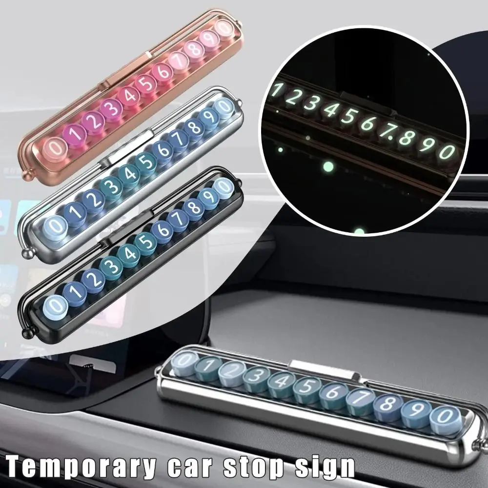 Plastic Telephone Number Plate Auto Concealed Gold Silver Black Temporary Parking Card Luminous Rotate Car Interior Decor