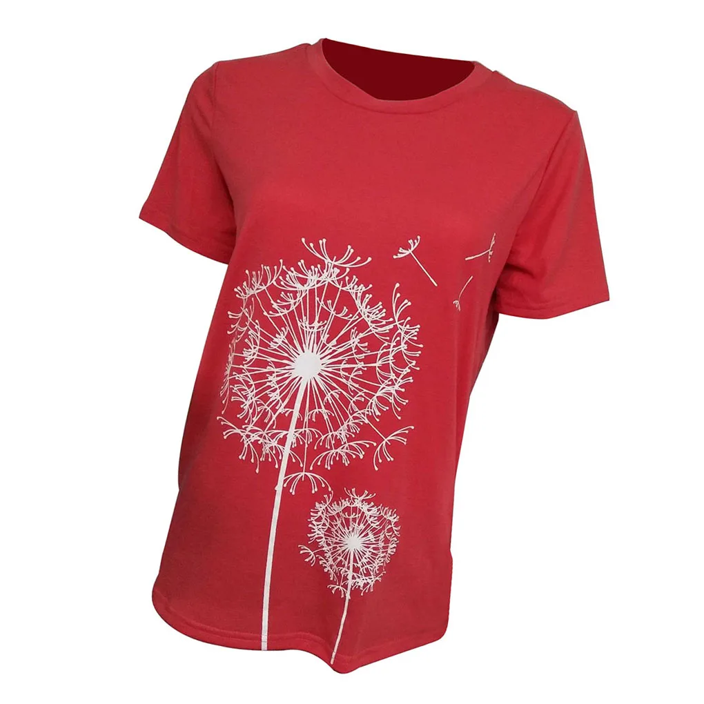 

Women Round Neck Shirts Short Sleeve Dandelion T-shirts Clothing Dark Gray XL