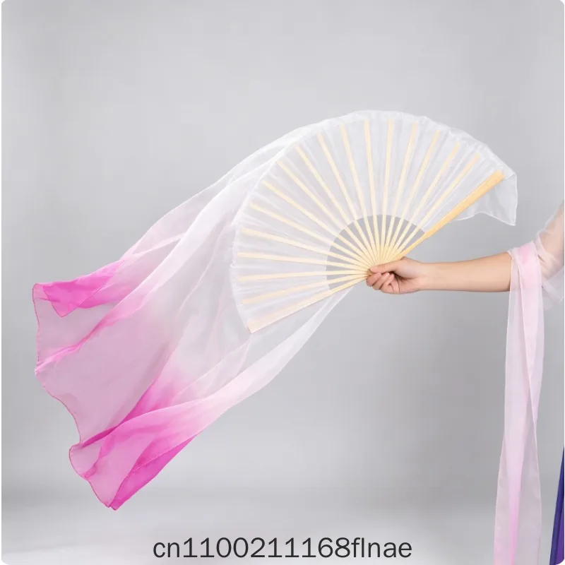 Simulated Silk Fan Belly Dance Double Fan Extended Dance Fan Colorful Silk Fan Stage Performance Simulated Silk Fan