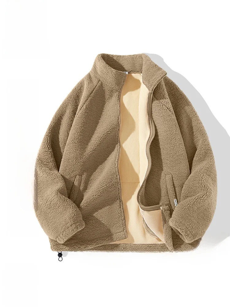 

Мужская утепленная двусторонняя флисовая куртка-жакет, зимнее пальто из овечьего бархата с лоскутным узором, куртка-жакет с воротником «обезьянья пасть», хлопковая одежда