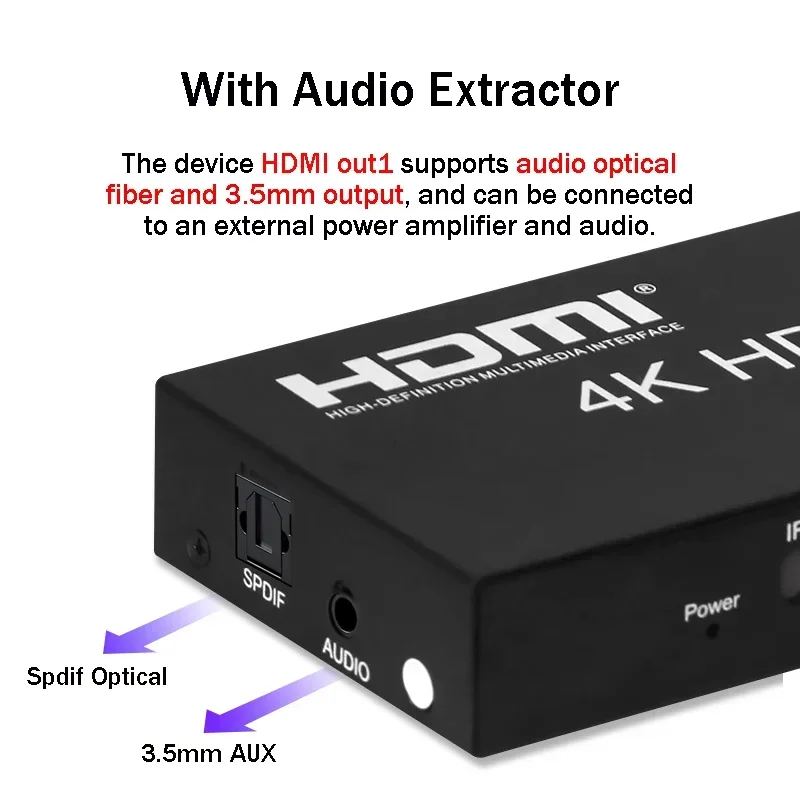 Conmutador de matriz HDMI 2x4 4x2 4K 60Hz Matrix HDMI2.0 divisor de interruptor 2 en 4 salidas con salida de Audio óptica de 3,5mm con control remoto IR HDCP2.2