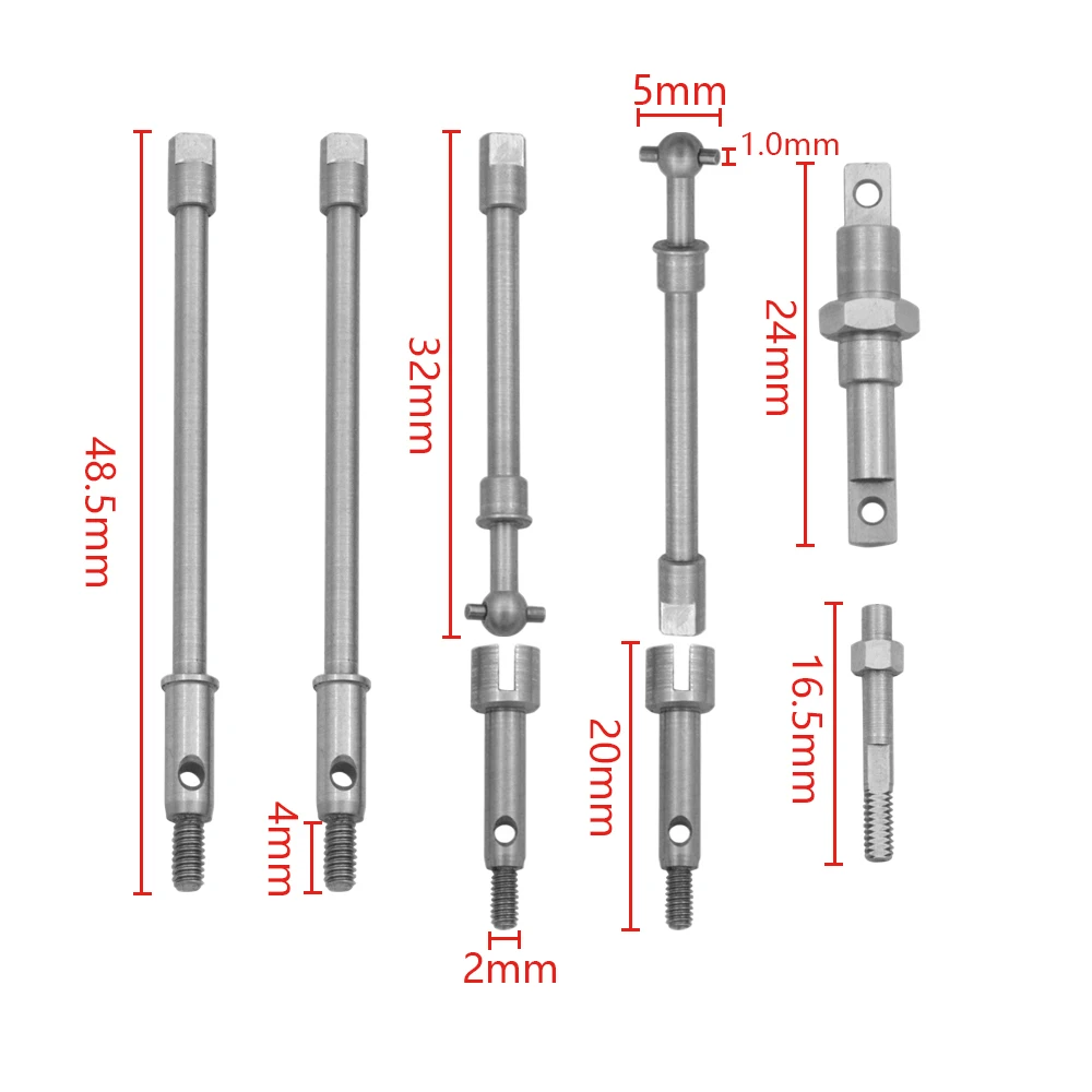 Stainless Steel Front Rear CVD Axle inner Transmission DriveShaft For 1/24 Axial SCX24 90081 AXI00001 002 004 005 006 RC Crawler