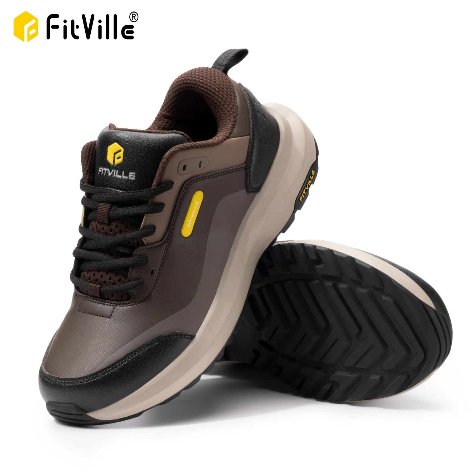 FitVille Men's Shoes Wide Width Outdoor Hiking Shoes Lightweight Breathable for Swollen Feet Correction Toes Relieve Pain