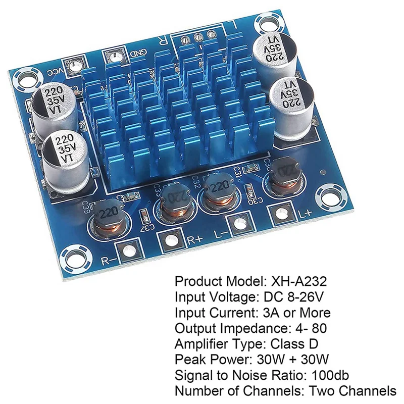 -A96Z 10 pezzi TPA3110 XH-A232 30 W + 30 W scheda amplificatore di potenza audio stereo digitale a 2.0 canali DC 8-26 V 3A