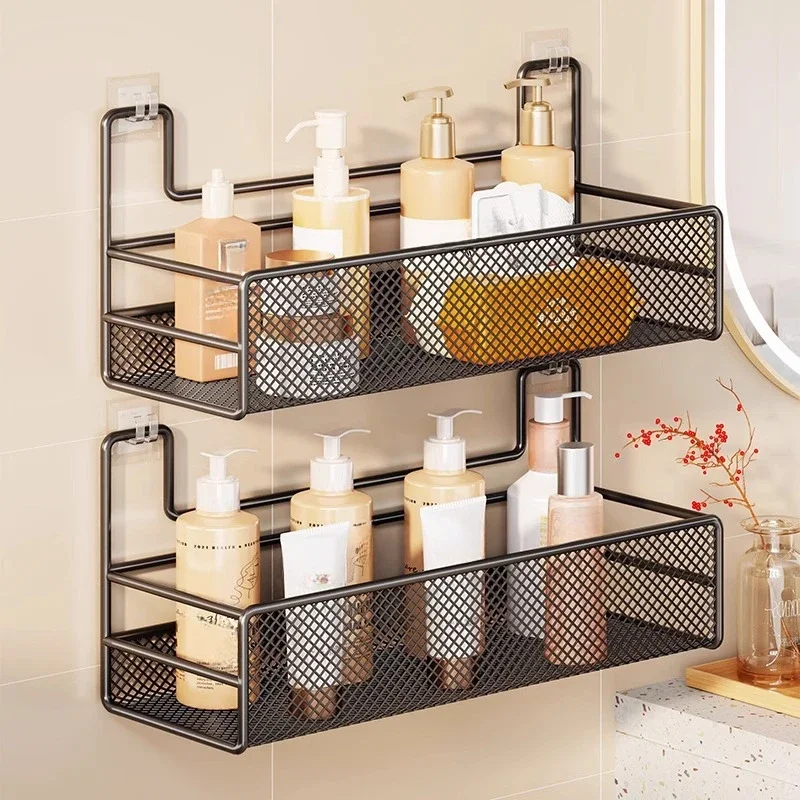 1PCS Bathroom Grid Shelf Suspension Type Bathroom Organizer Shampoo Shower Gel Kitchen Makeup Storage Bathroom Accessories